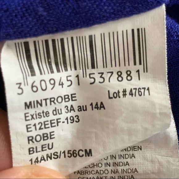 Girl's Du Pareil au même Blue "Mintrobe" Cap Sleeve Shift Dress - Picture 8 of 10